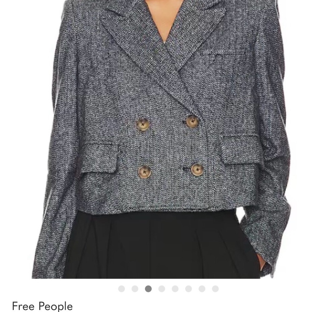 Free People Charcoal Double-Breasted Blazer